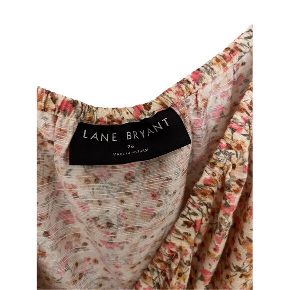 Lane Bryant Tiny Floral V Neck Elastic Waist High Low Boho Cottage Core Blouse26 - Picture 9 of 10